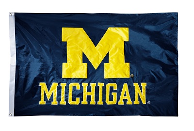 Michigan Wolverines - 2-sided Nylon Applique 3 Ft x 5 Ft Flag w/ grommets 