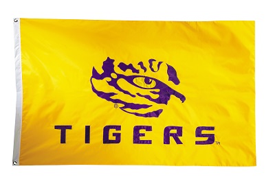 LSU Tigers - 2-sided Nylon Applique 3 Ft x 5 Ft Flag w/ grommets 