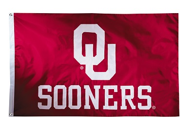 Oklahoma Sooners - 2-sided Nylon Applique 3 Ft x 5 Ft Flag w/ grommets 