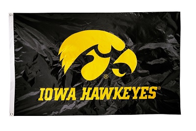 Iowa Hawkeyes   - 2-sided Nylon Applique 3 Ft x 5 Ft Flag w/ grommets 