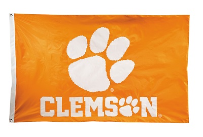 Clemson Tigers - 2-sided Nylon Applique 3 Ft x 5 Ft Flag w/ grommets 