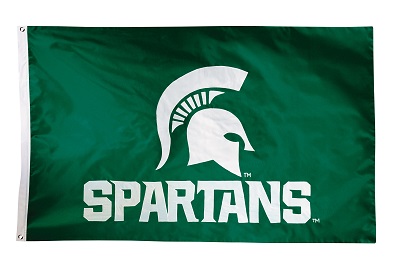 Michigan State Spartans - 2-sided Nylon Applique 3 Ft x 5 Ft Flag w/ grommets 