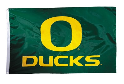 Oregon Ducks - 2-sided Nylon Applique 3 Ft x 5 Ft Flag w/ grommets 