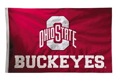 Ohio State Buckeyes - 2-sided Nylon Applique 3 Ft x 5 Ft Flag w/ grommets 