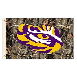 LSU Tigers - 3 Ft. X 5 Ft. Flag W/Grommets - Realtree Camo Background 