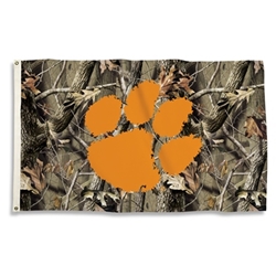 Clemson Tigers - 3 Ft. X 5 Ft. Flag W/Grommets - Realtree Camo Background 