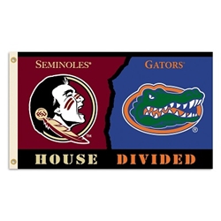 Florida - Florida St. - 3 Ft. X 5 Ft. Flag W/Grommets - Rivalry House Divided 