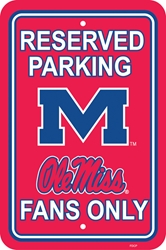 Mississippi Rebels - 12" X 18" Plastic Parking Sign 