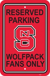 N. Carolina State Wolfpack - 12" X 18" Plastic Parking Sign 