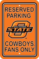 Oklahoma State Cowboys - 12" X 18" Plastic Parking Sign 