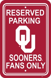 Oklahoma Sooners - 12" X 18" Plastic Parking Sign 