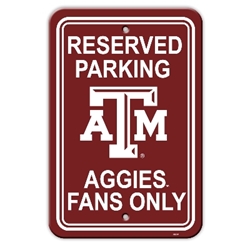 Texas A&M Aggies - 12" X 18" Plastic Parking Sign 