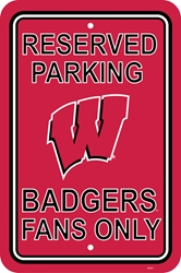 Wisconsin Badgers - 12" X 18" Plastic Parking Sign 