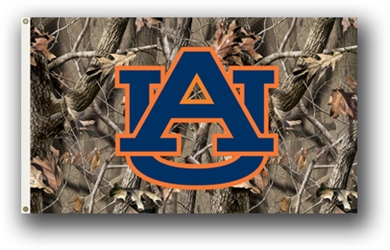 Auburn Tigers - 3 Ft. X 5 Ft. Flag W/Grommets - Realtree Camo Background 