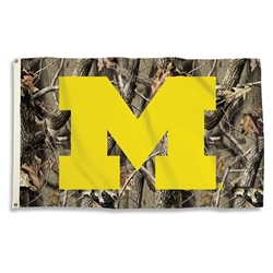 Michigan Wolverines - 3 Ft. X 5 Ft. Flag W/Grommets - Realtree Camo Background 