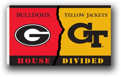 Georgia - Ga. Tech - 3 Ft. X 5 Ft. Flag W/Grommets - Rivalry House Divided 