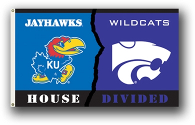 Kansas - Kansas St. - 3 Ft. X 5 Ft. Flag W/Grommets - Rivalry House Divided 