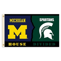 Michigan - Michigan St. - 3 Ft. X 5 Ft. Flag W/Grommets - Rivalry House Divided 